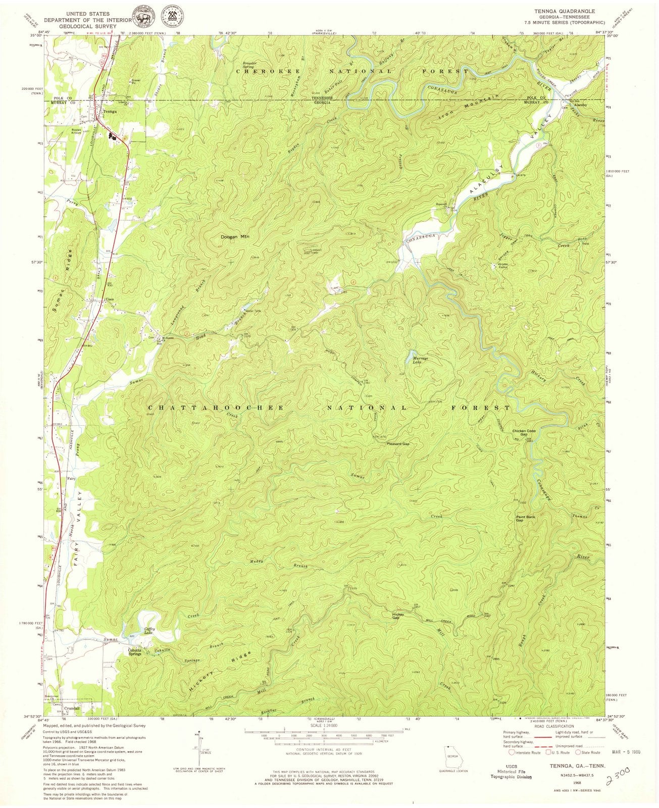 1968 Tennga, GA - Georgia - USGS Topographic Map