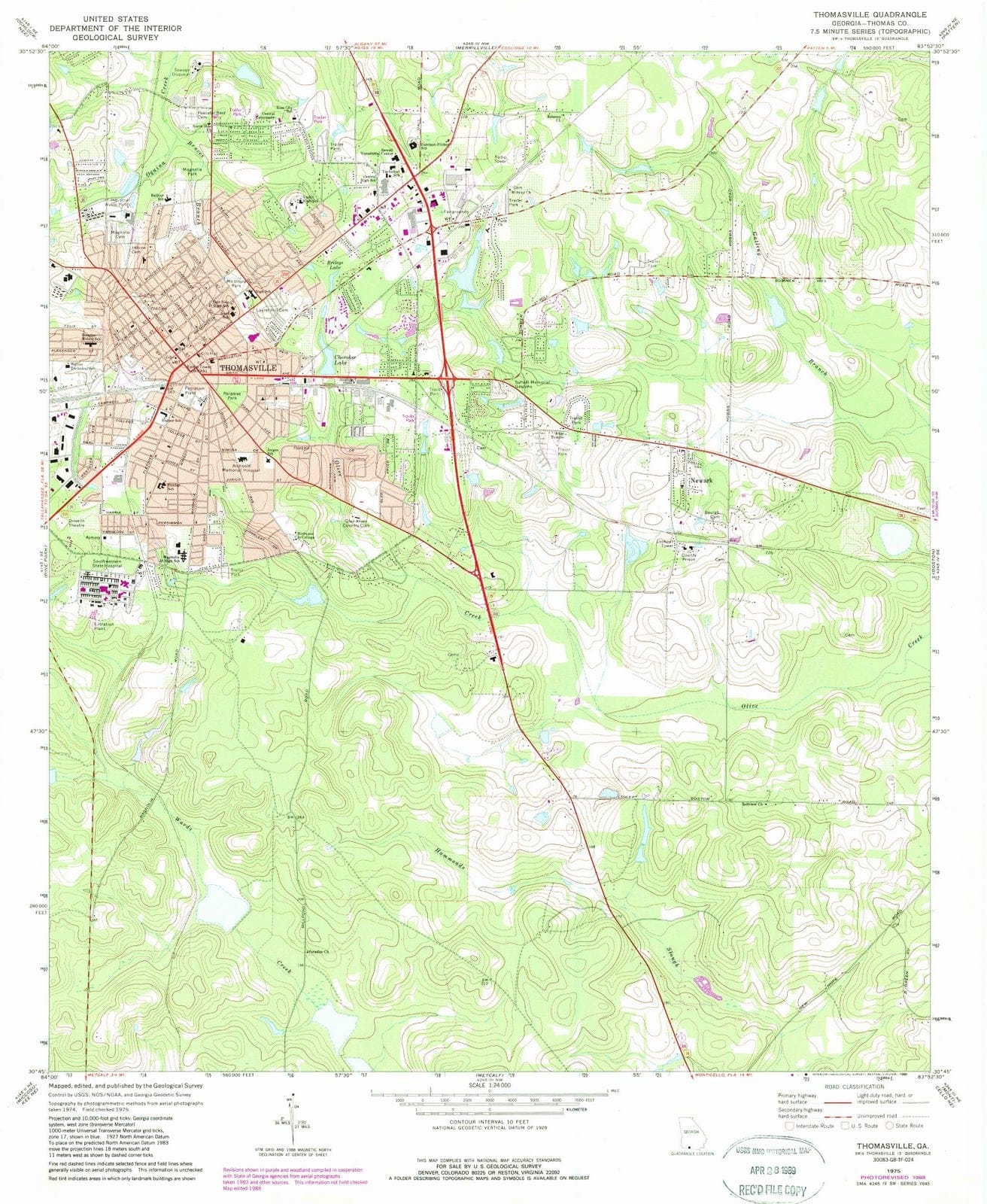 1975 Thomasville, GA - Georgia - USGS Topographic Map