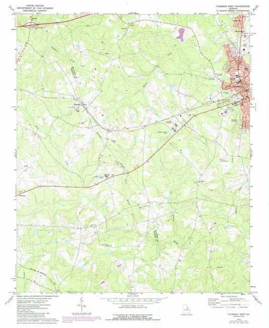 1972 Thomson West, GA - Georgia - USGS Topographic Map