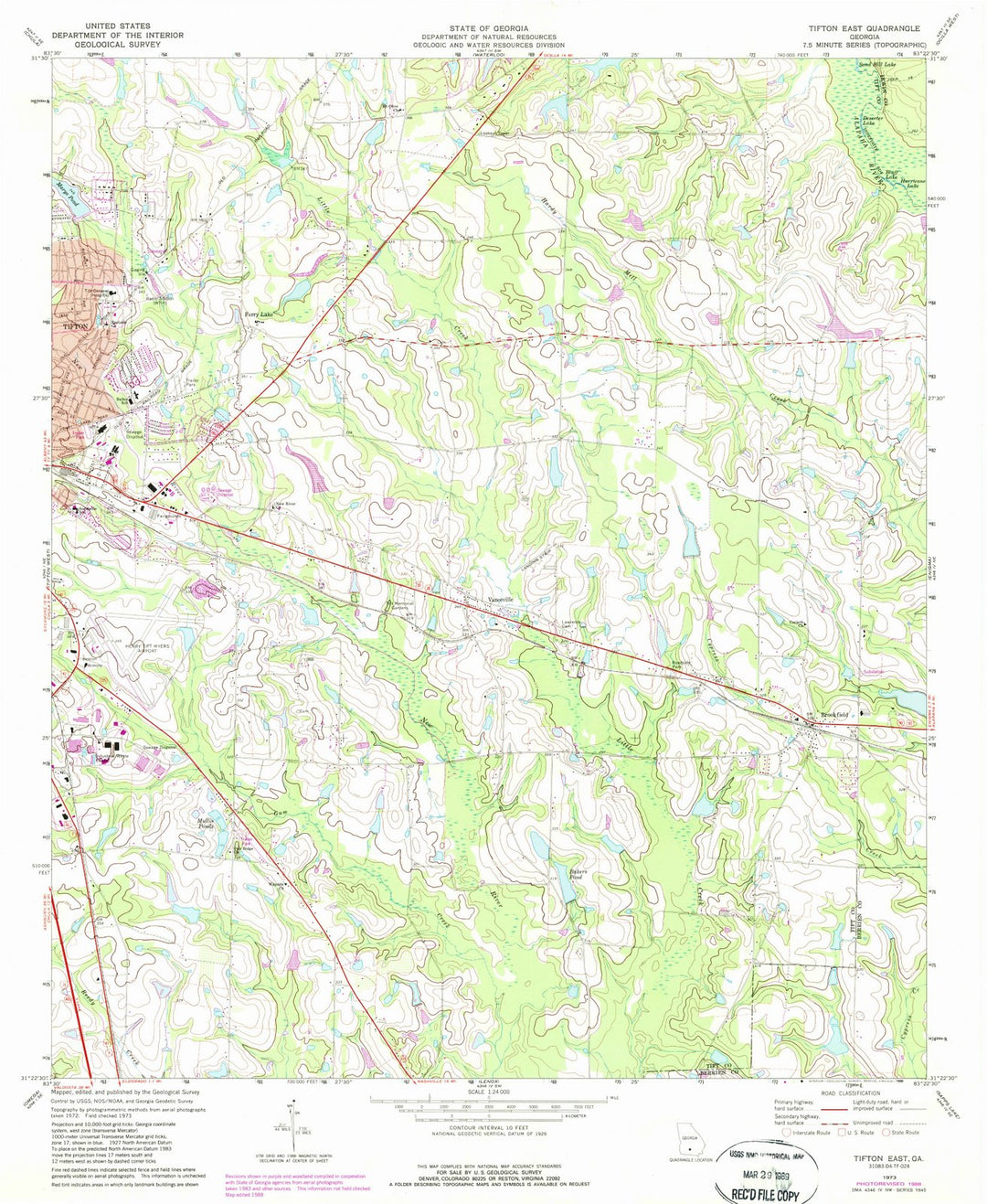 1973 Tifton, GA - Georgia - USGS Topographic Map