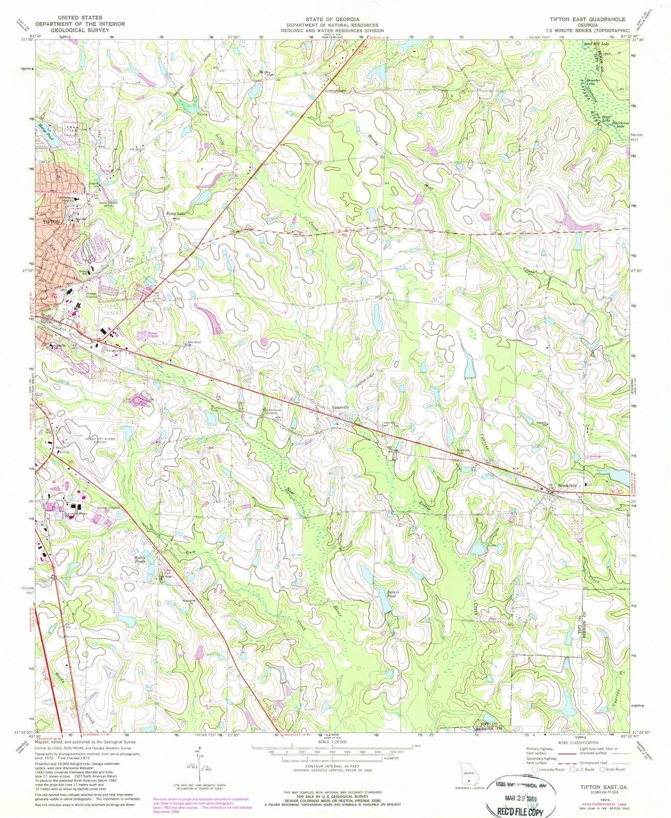 1973 Tifton, GA - Georgia - USGS Topographic Map