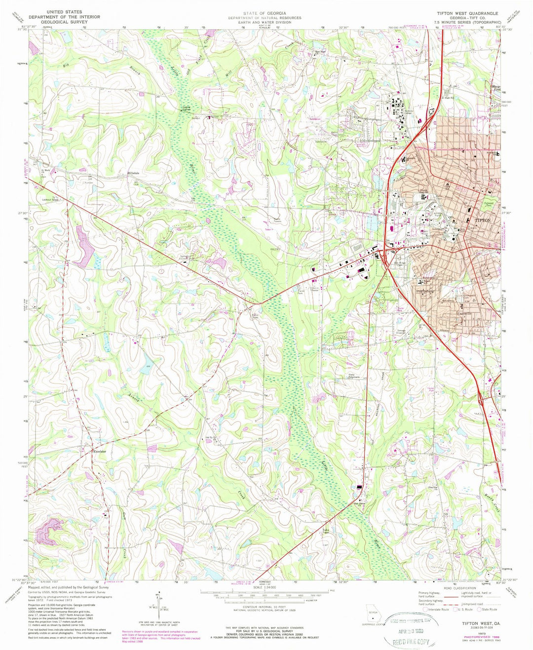 1973 Tifton, GA - Georgia - USGS Topographic Map v2