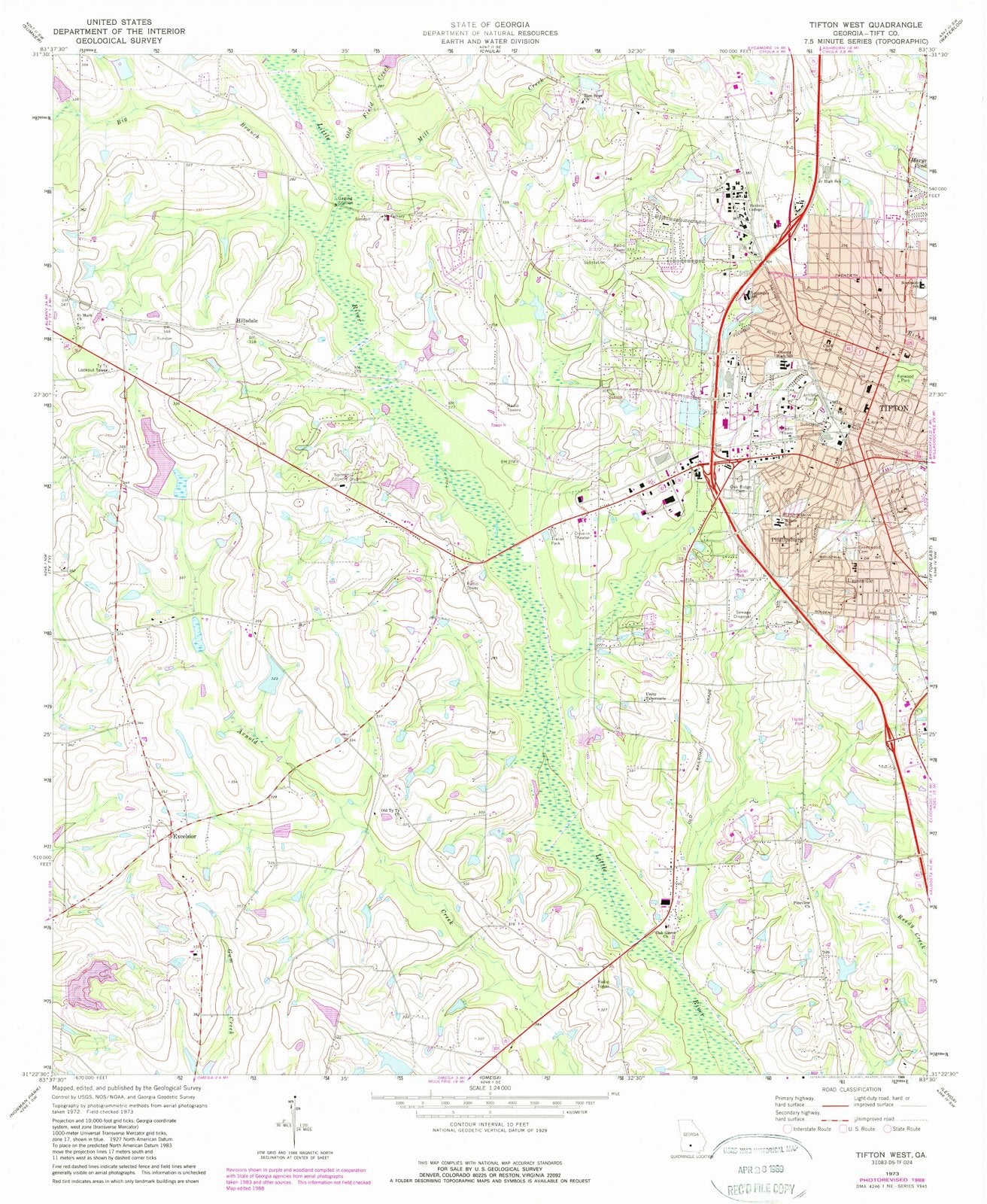 1973 Tifton, GA - Georgia - USGS Topographic Map v2