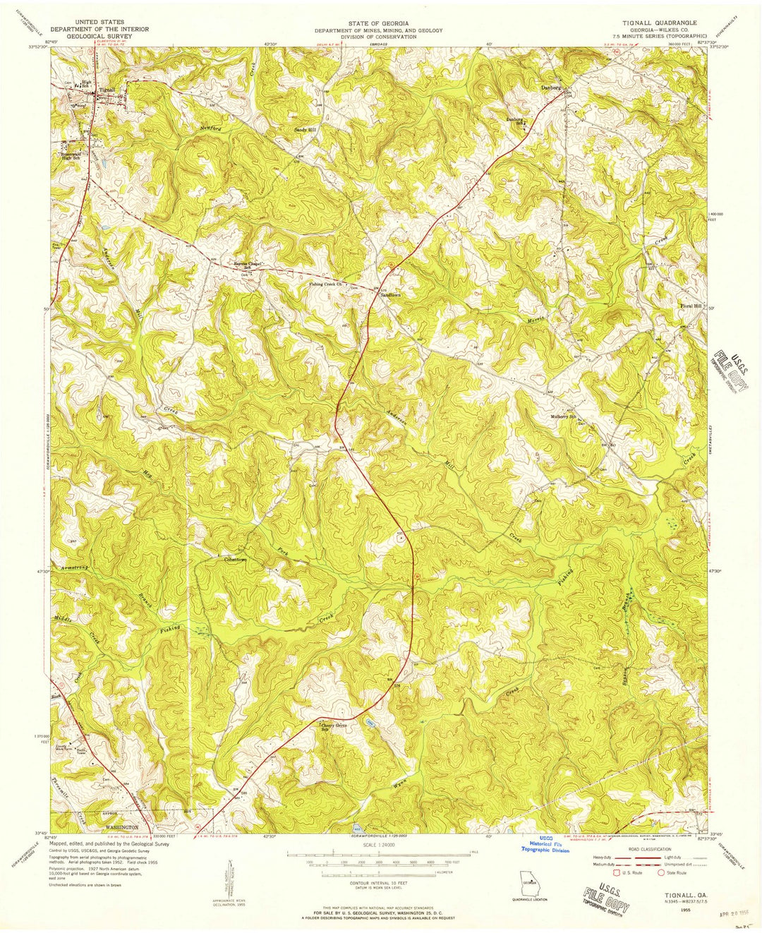 1955 Tignall, GA - Georgia - USGS Topographic Map