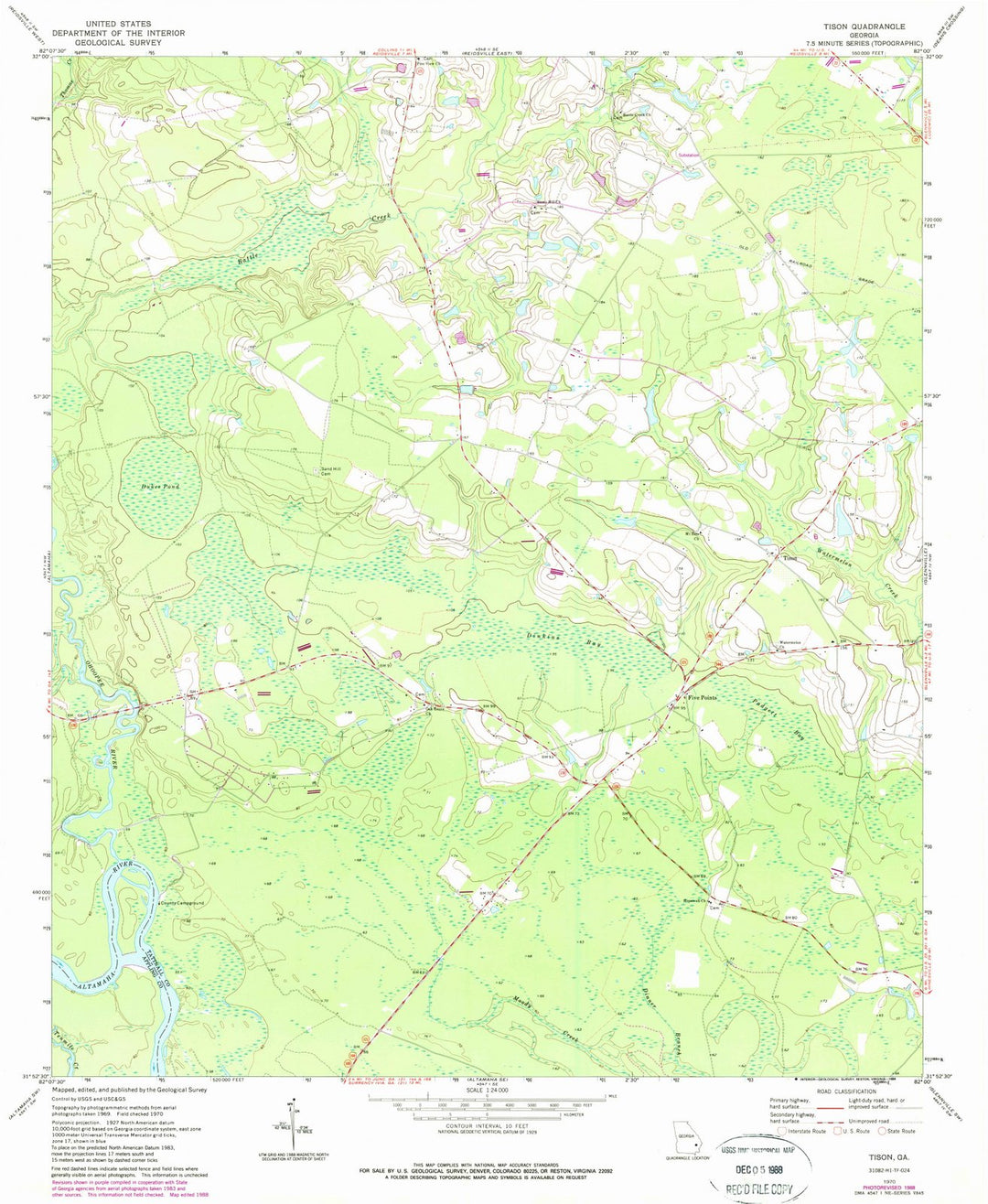 1970 Tison, GA - Georgia - USGS Topographic Map