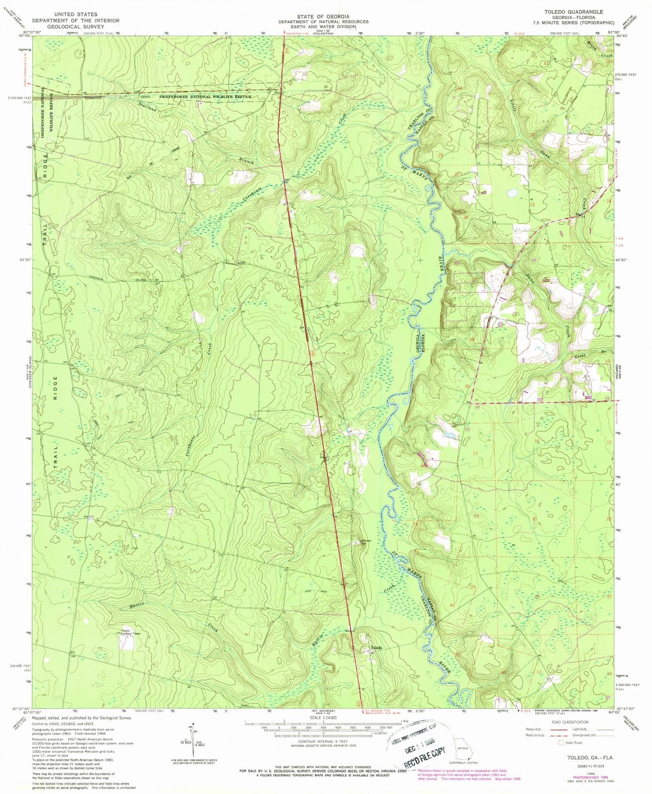 1966 Toledo, GA - Georgia - USGS Topographic Map