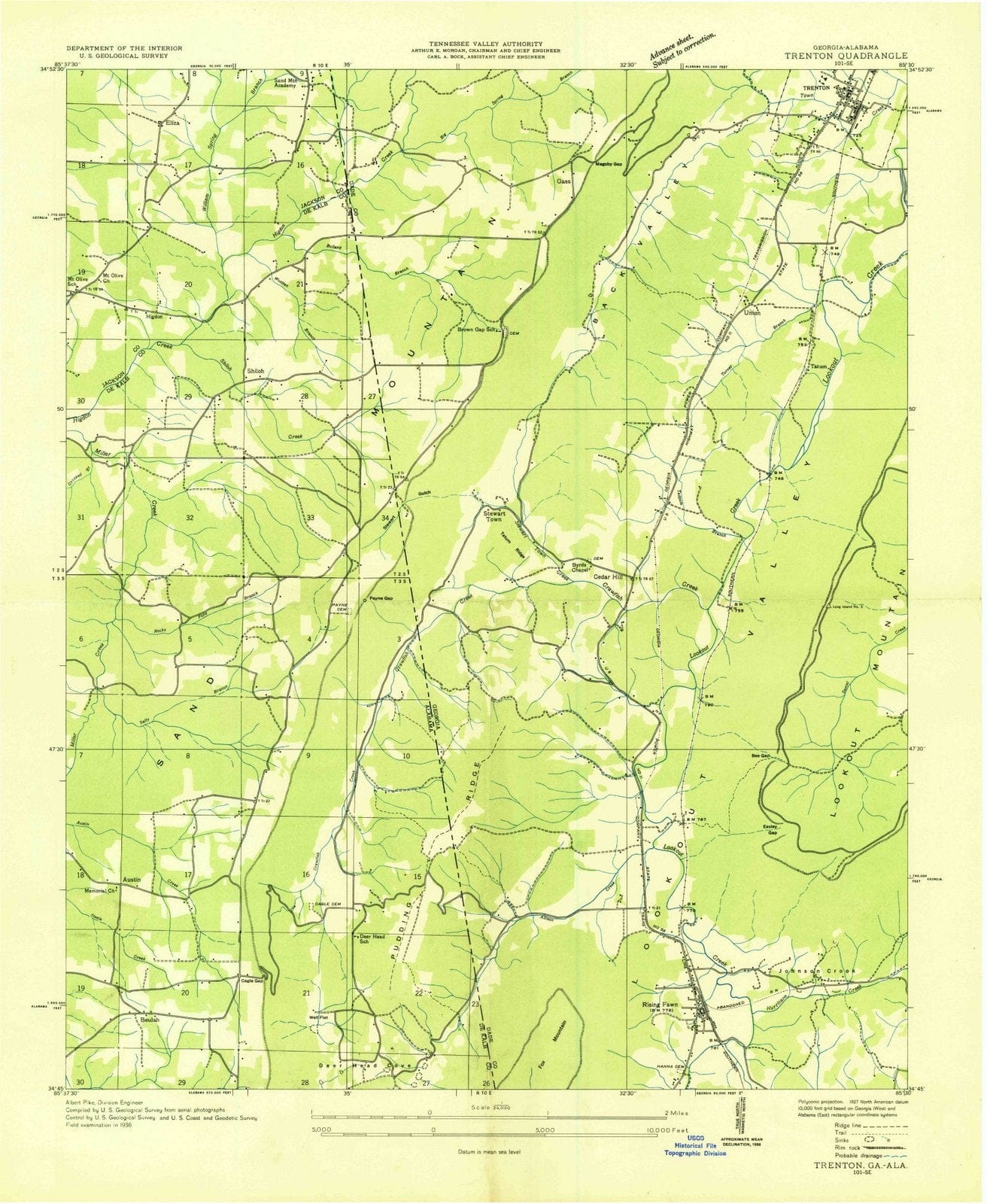1936 Trenton, GA - Georgia - USGS Topographic Map