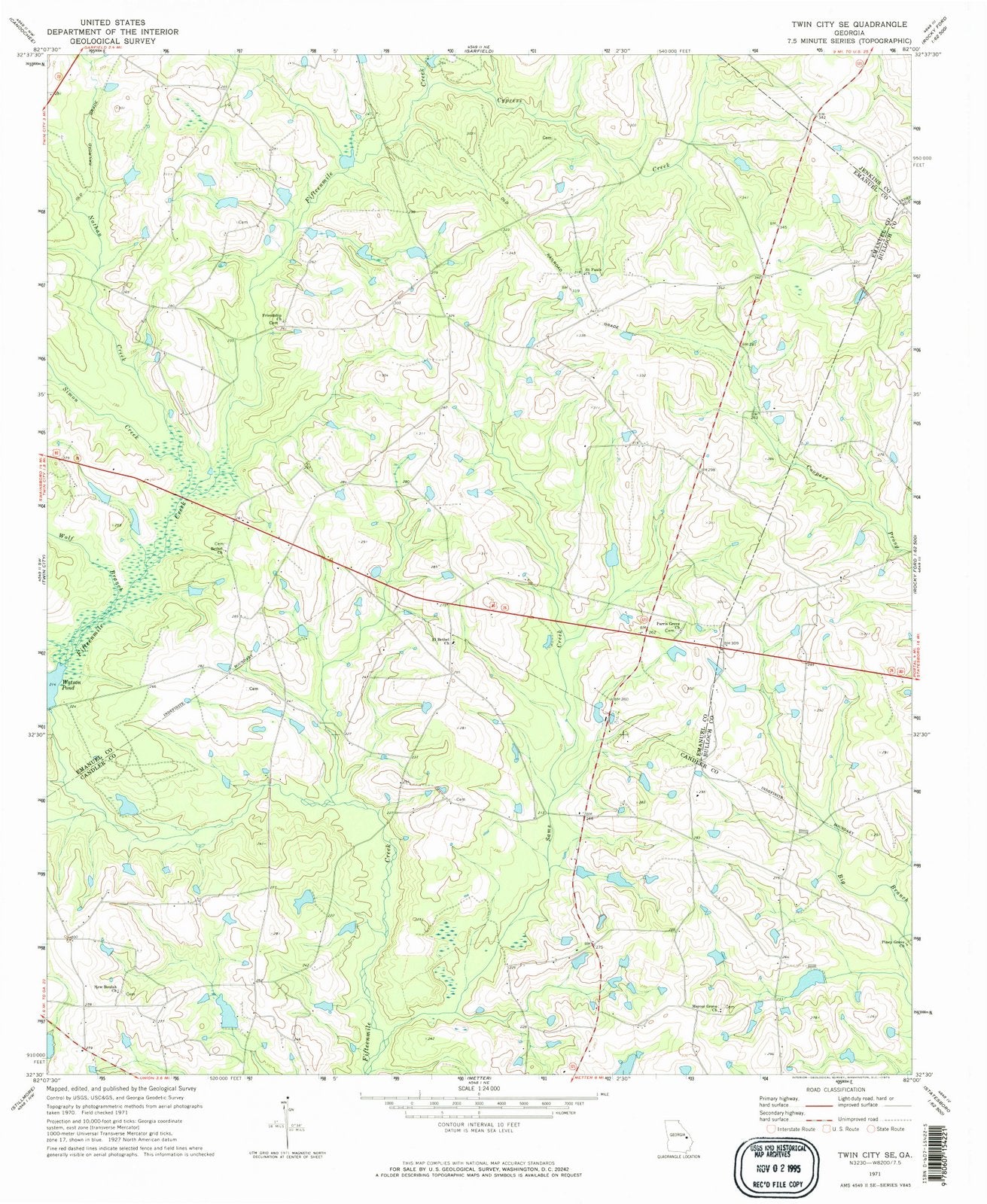 1971 Twin City, GA - Georgia - USGS Topographic Map