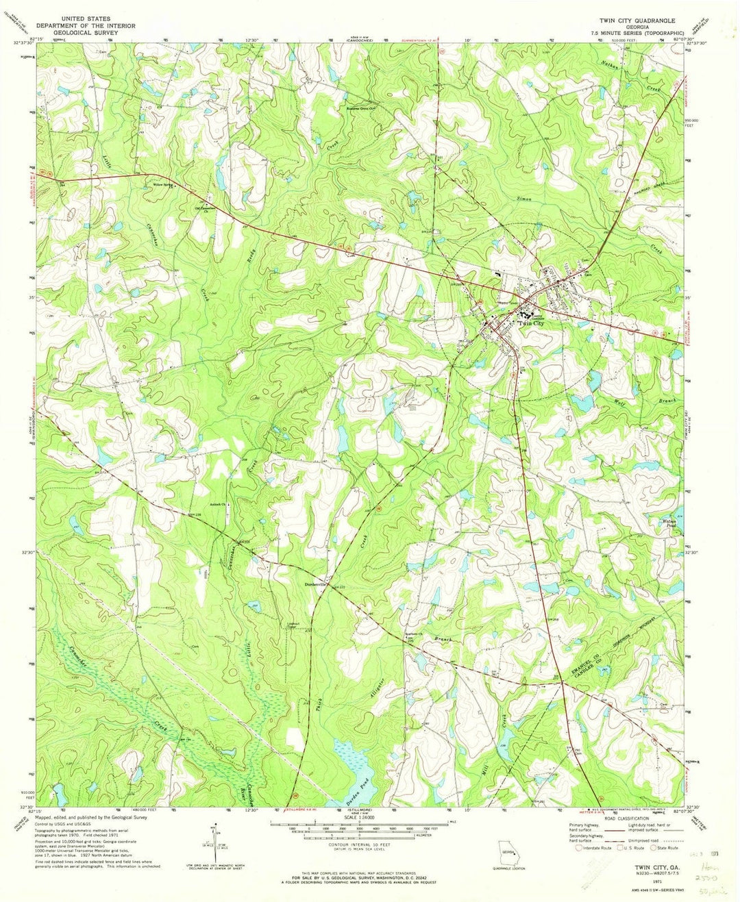 1971 Twin City, GA - Georgia - USGS Topographic Map v2