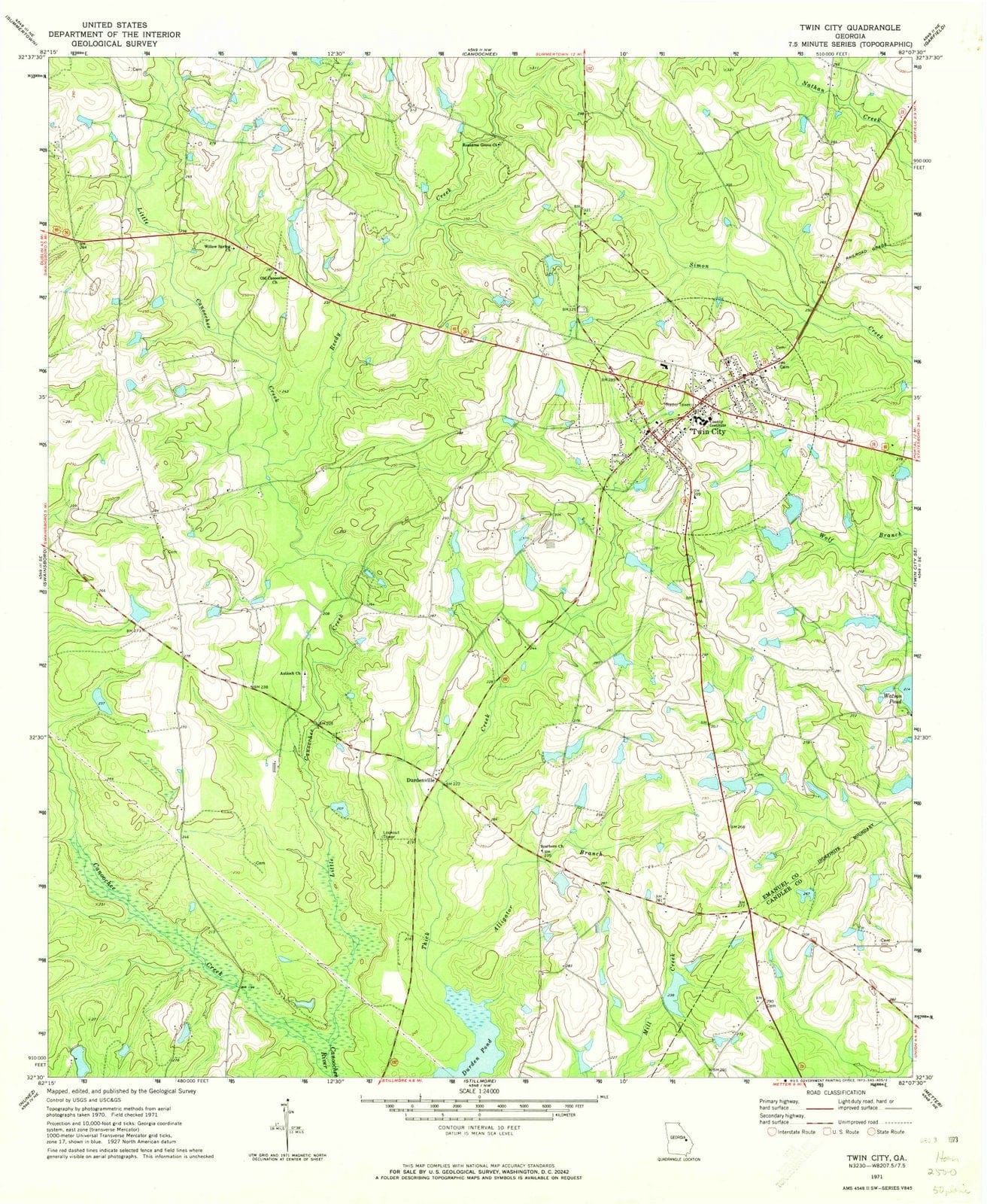 1971 Twin City, GA - Georgia - USGS Topographic Map v2