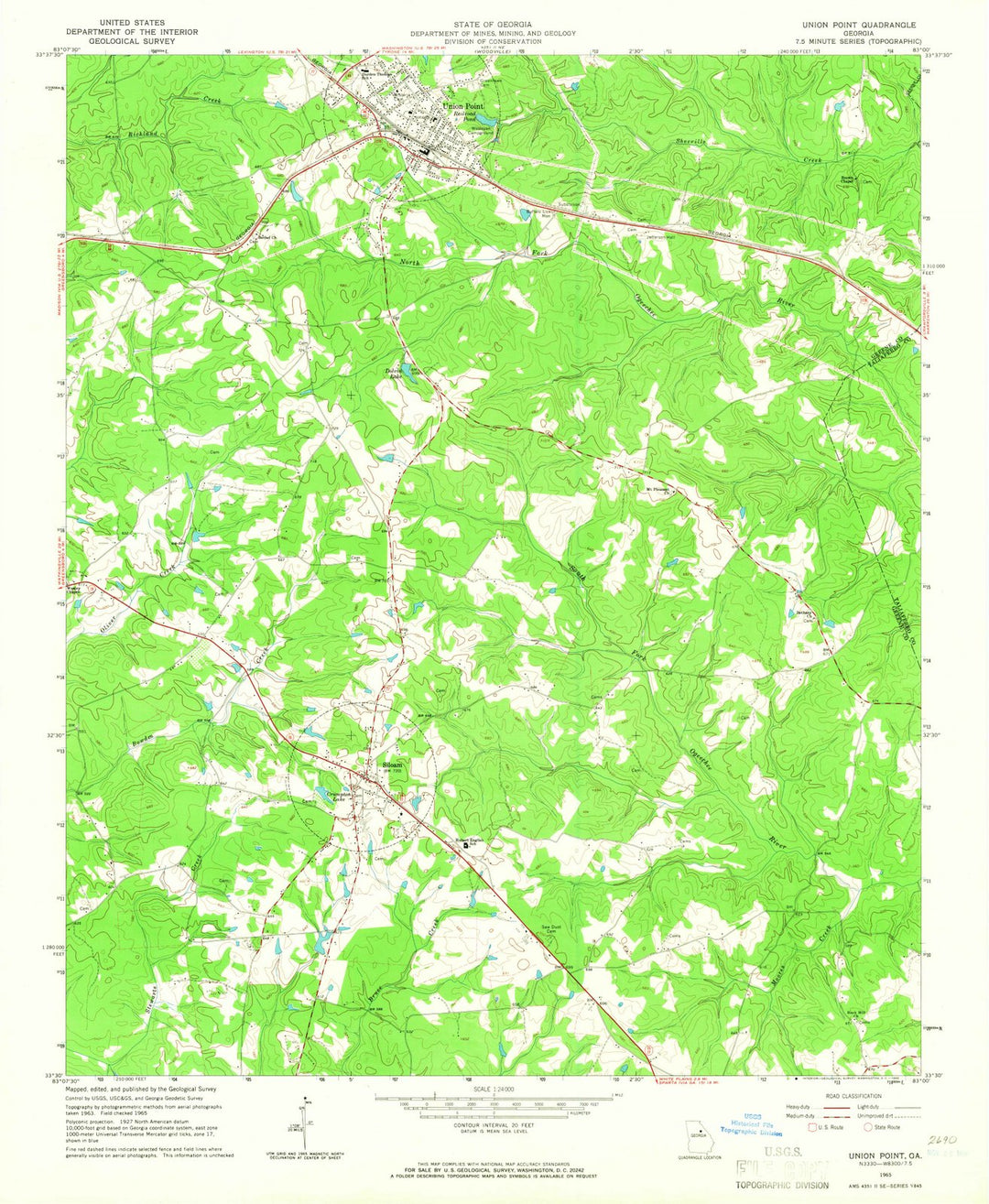 1965 Union Point, GA - Georgia - USGS Topographic Map