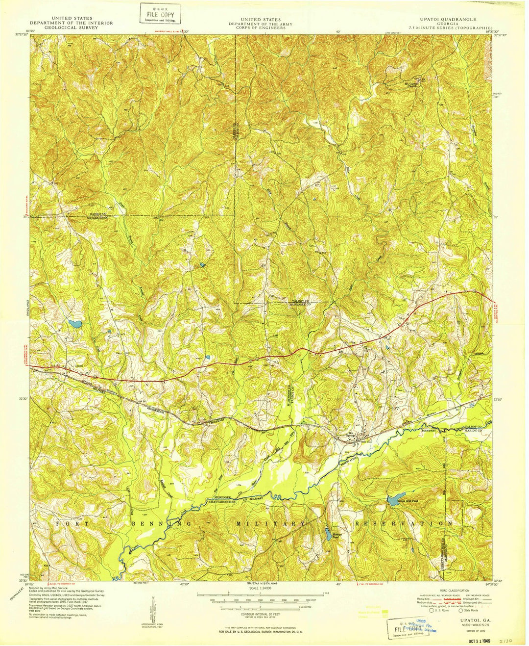 1949 Upatoi, GA - Georgia - USGS Topographic Map