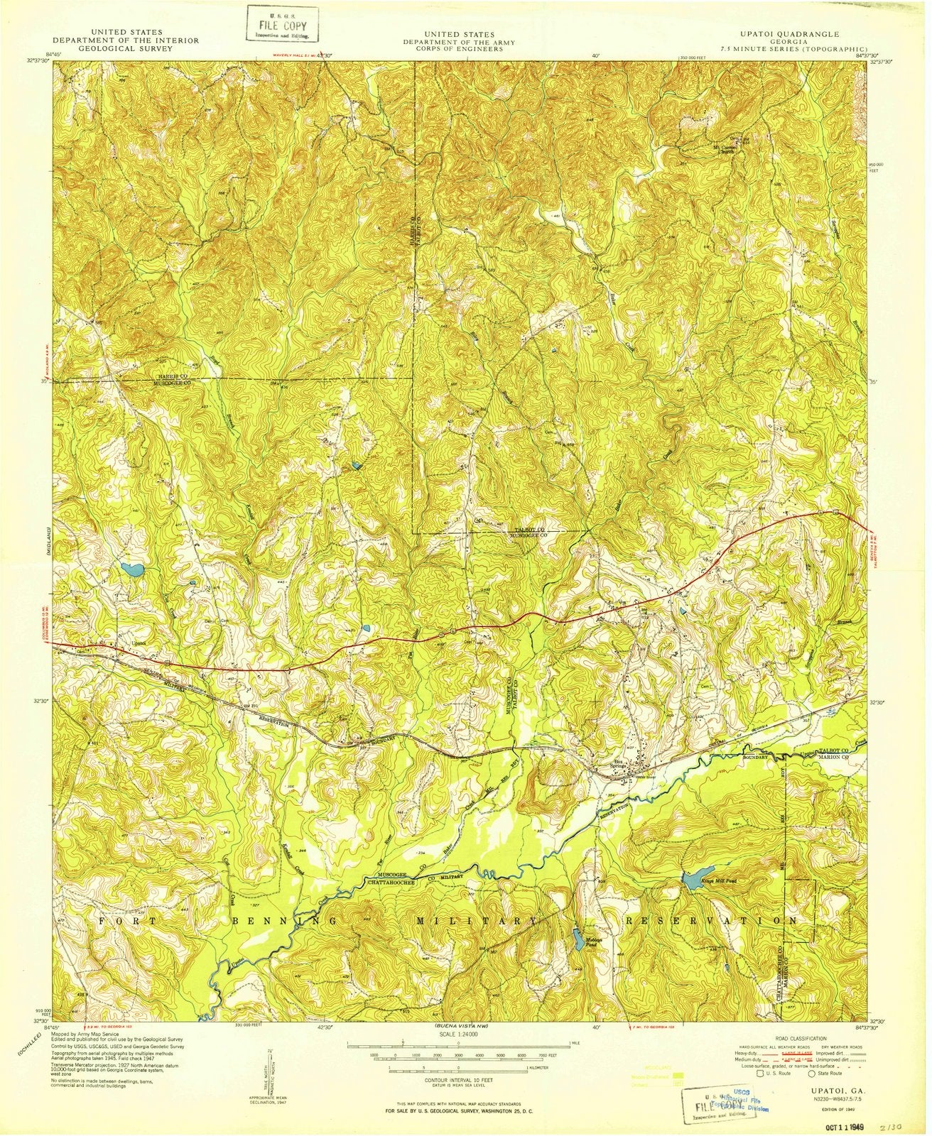 1949 Upatoi, GA - Georgia - USGS Topographic Map