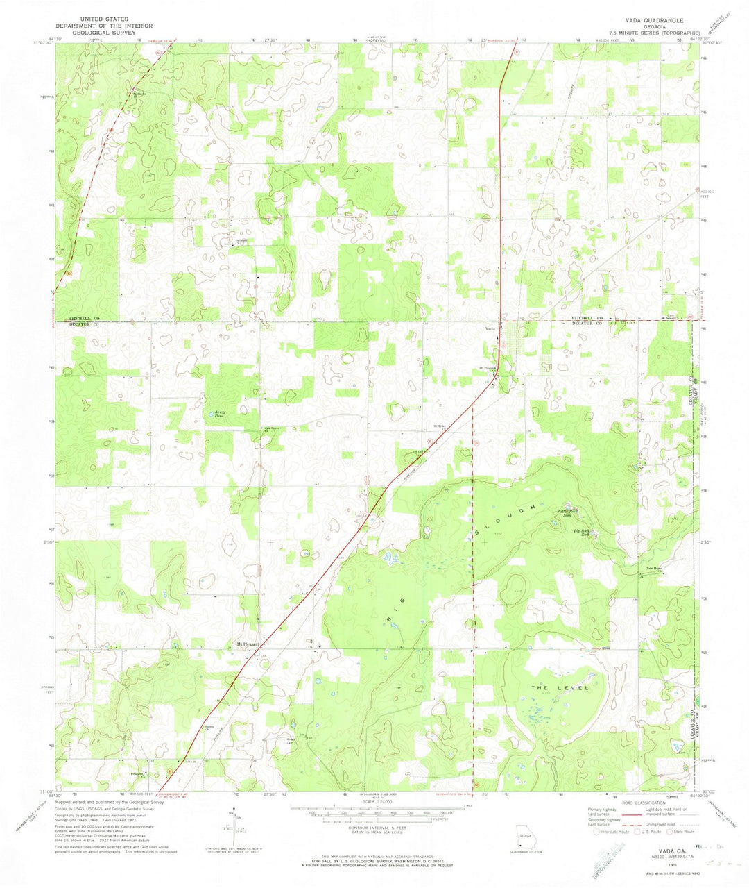 1971 Vada, GA - Georgia - USGS Topographic Map