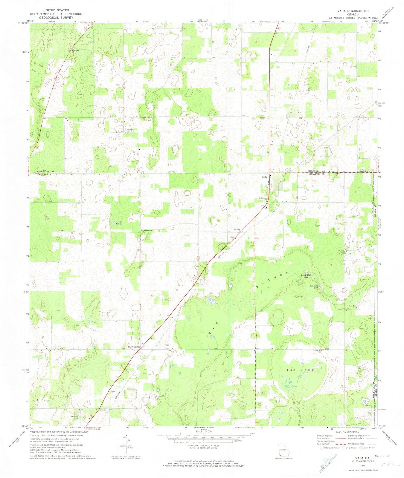 1971 Vada, GA - Georgia - USGS Topographic Map