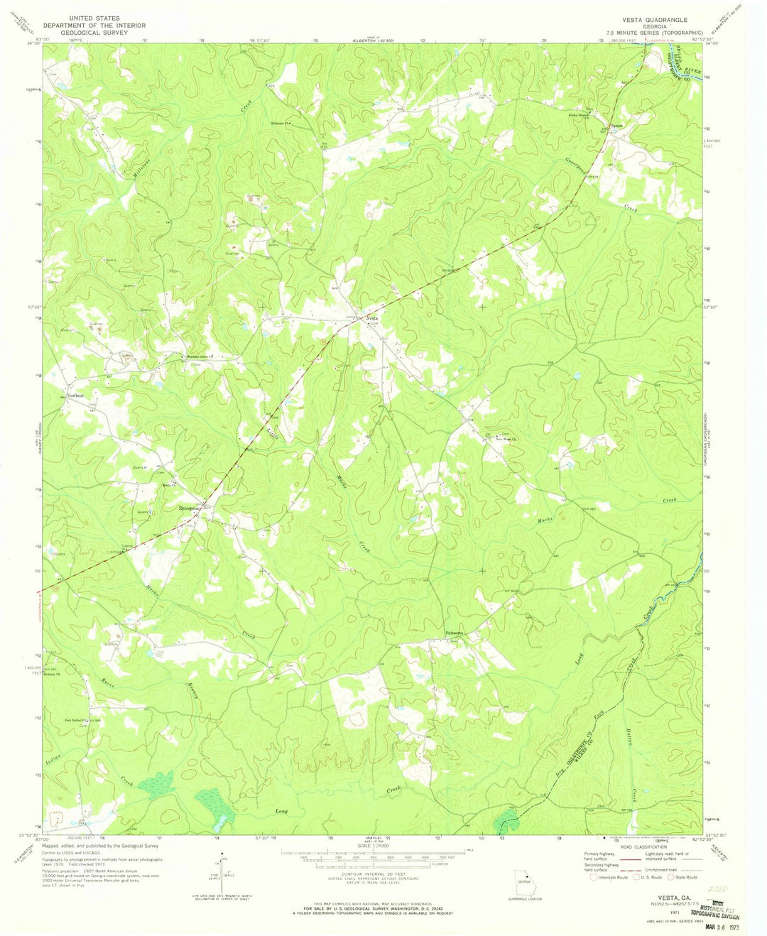 1971 Vesta, GA - Georgia - USGS Topographic Map