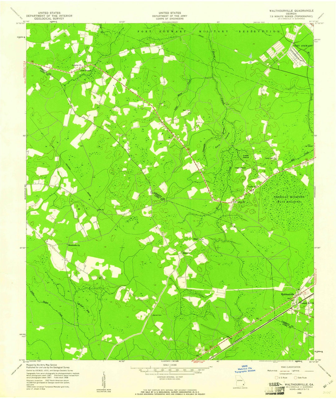 1958 Walthourville, GA - Georgia - USGS Topographic Map