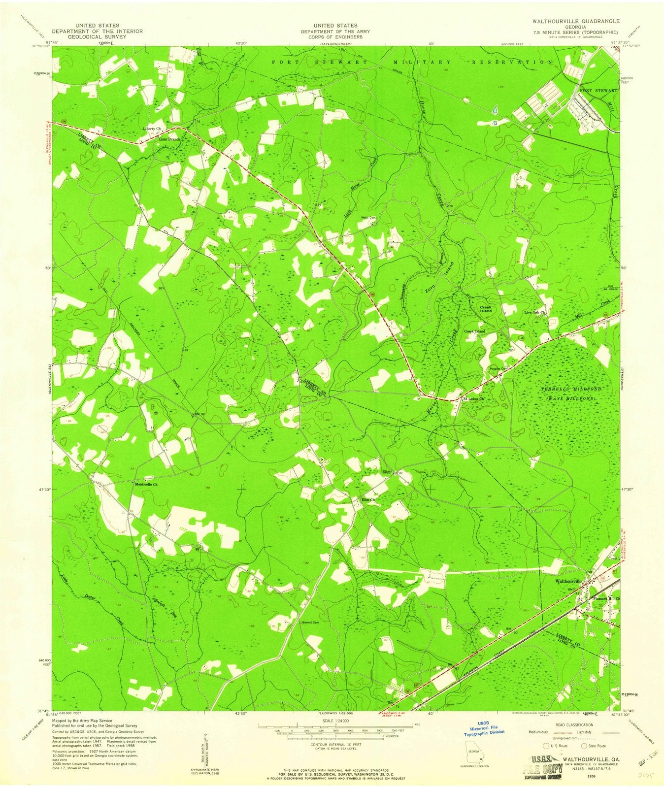 1958 Walthourville, GA - Georgia - USGS Topographic Map