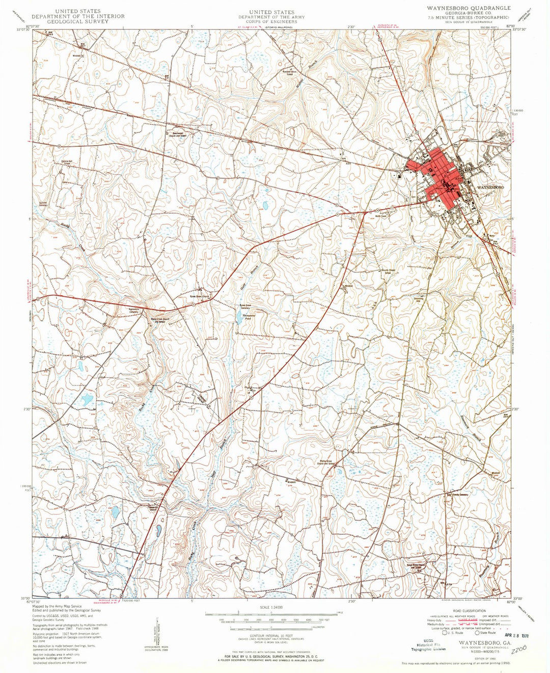 1950 Wanyesboro, GA - Georgia - USGS Topographic Map
