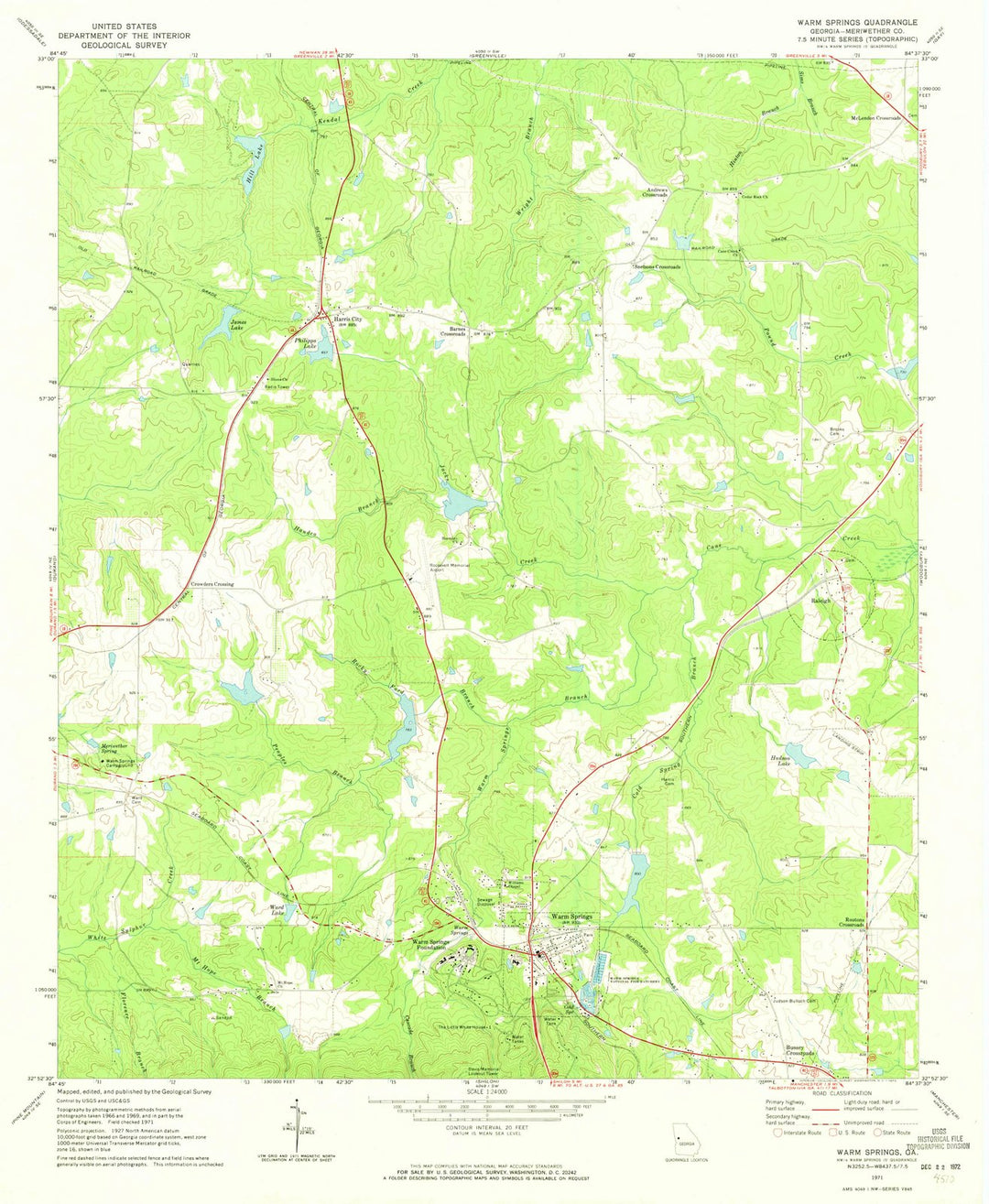 1971 Warm Springs, GA - Georgia - USGS Topographic Map