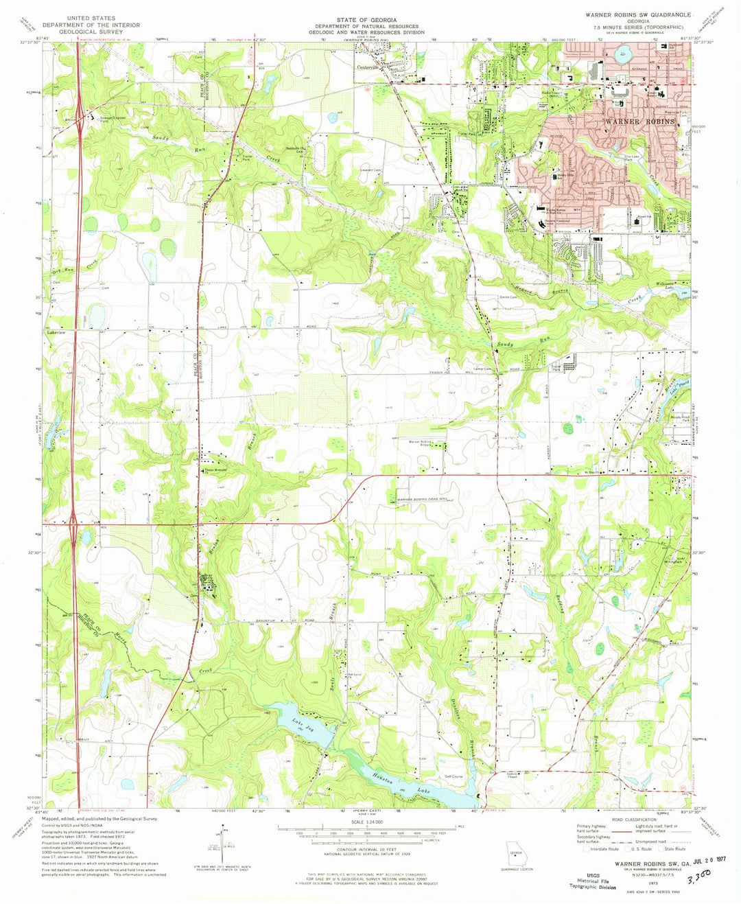 1973 Warner Robins, GA - Georgia - USGS Topographic Map v3