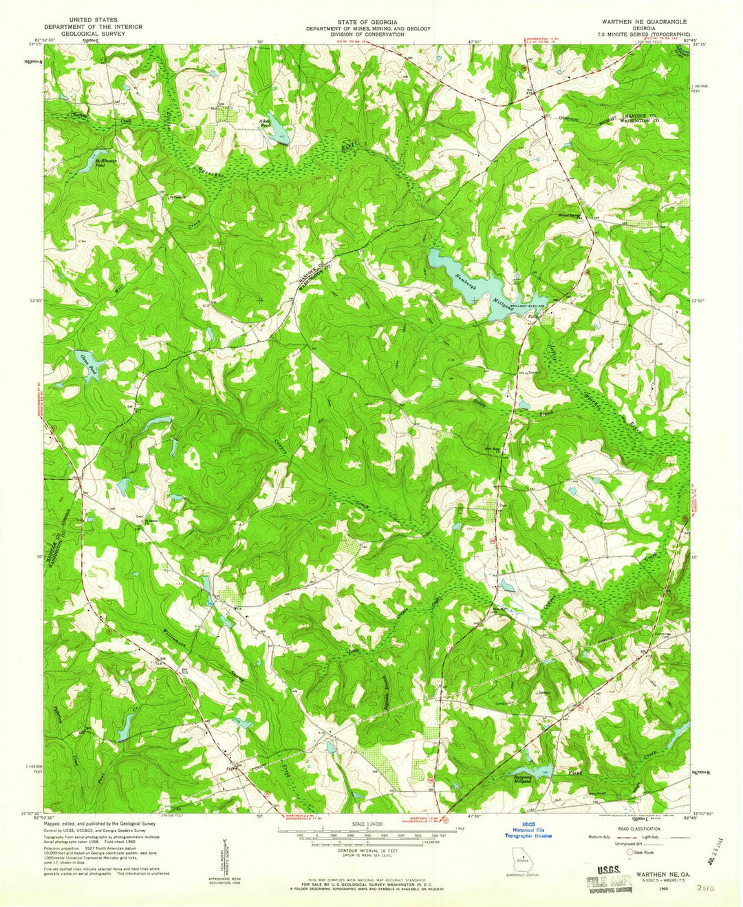 1960 Warthen, GA - Georgia - USGS Topographic Map