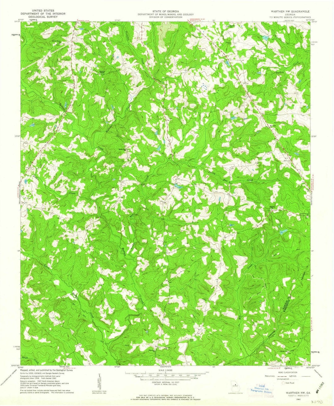 1961 Warthen, GA - Georgia - USGS Topographic Map