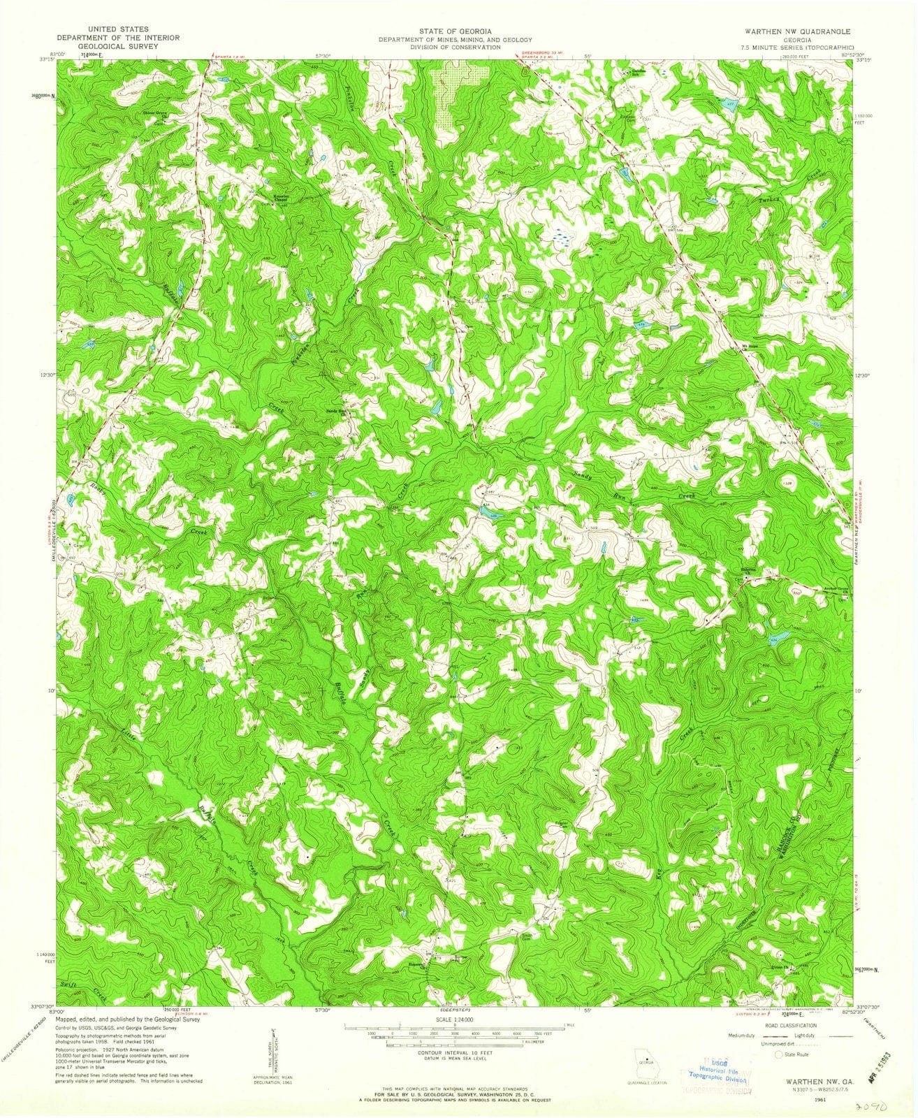 1961 Warthen, GA - Georgia - USGS Topographic Map