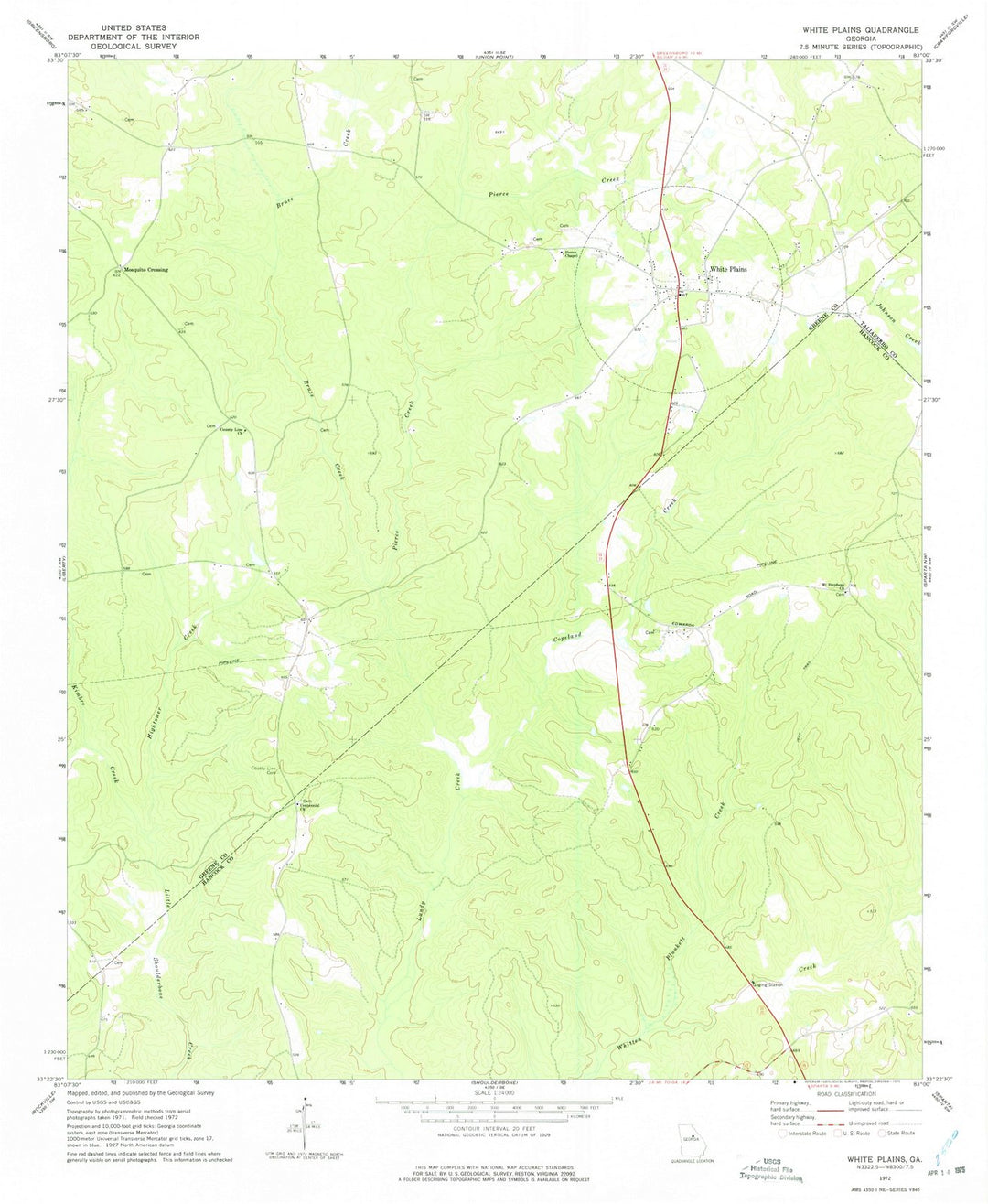 1972 White Plains, GA - Georgia - USGS Topographic Map