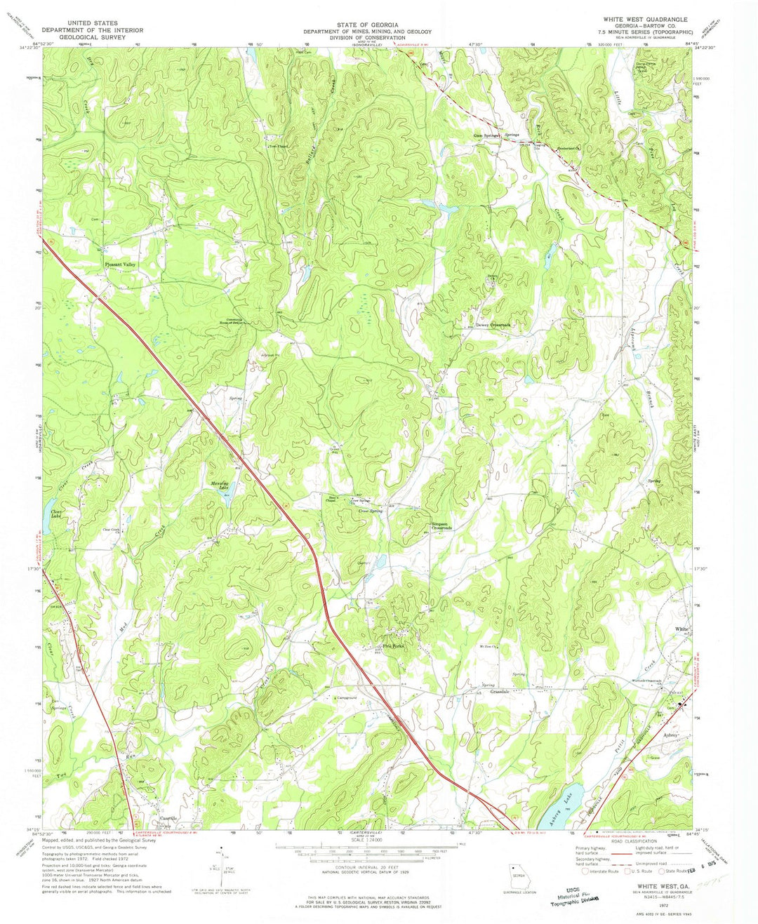 1972 White West, GA - Georgia - USGS Topographic Map