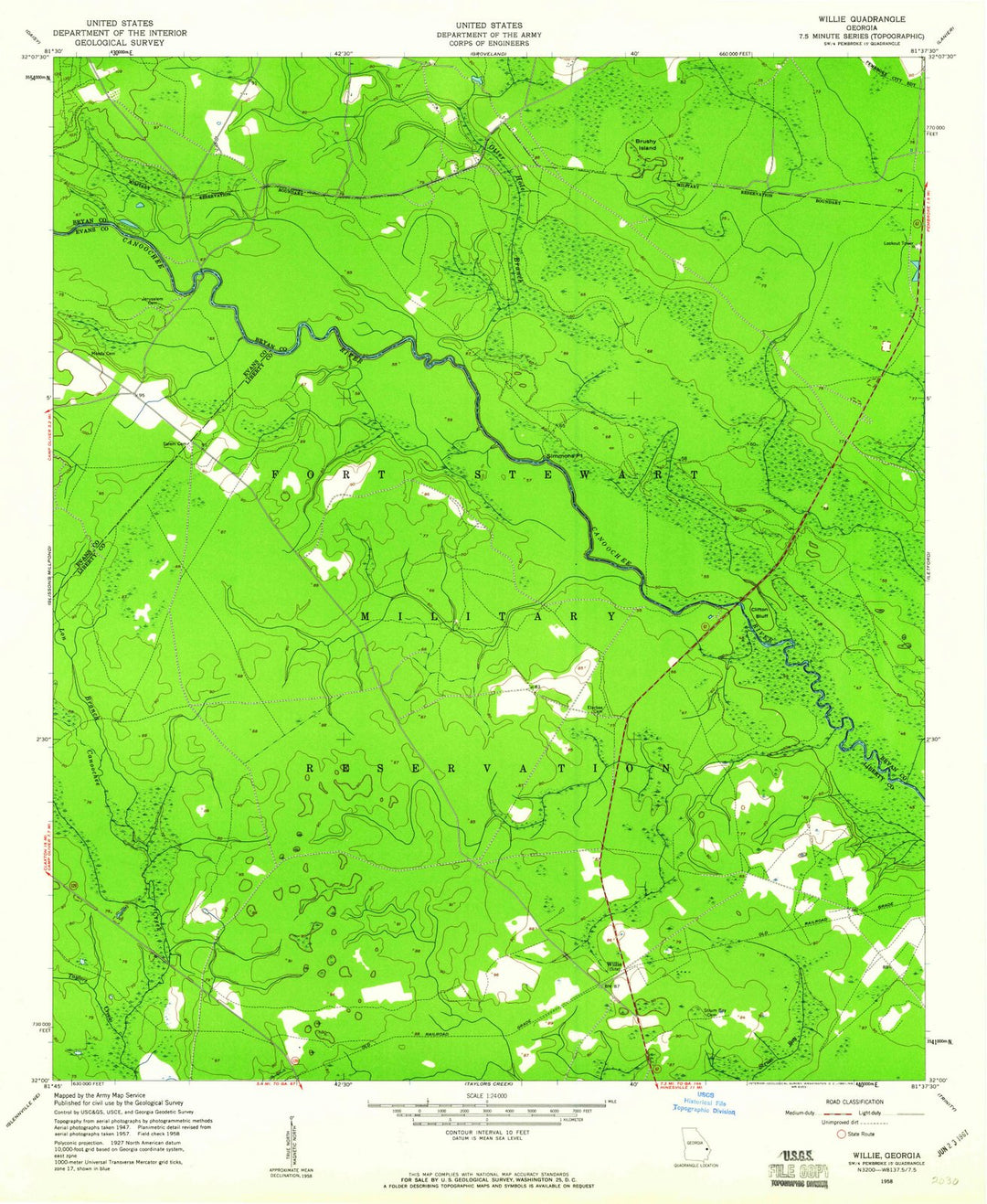 1958 Willie, GA - Georgia - USGS Topographic Map