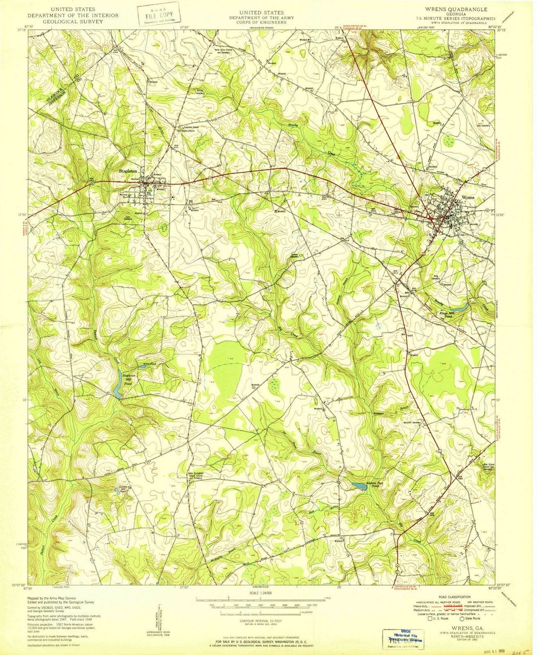 1950 Wrens, GA - Georgia - USGS Topographic Map