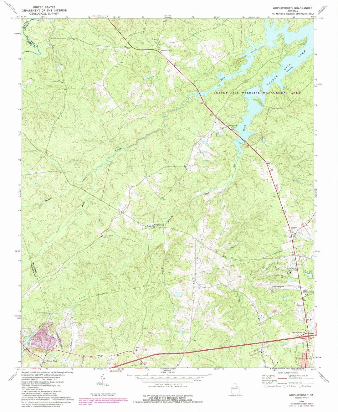 1972 Wrightsboro, GA - Georgia - USGS Topographic Map