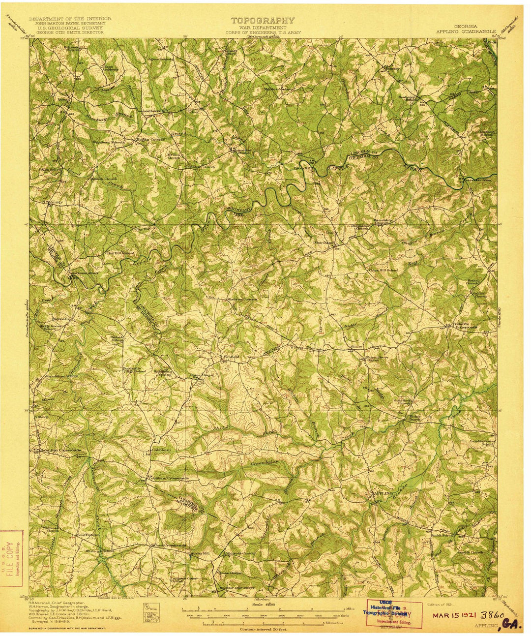 1921 Balance of Appling County, GA - Georgia - USGS Topographic Map