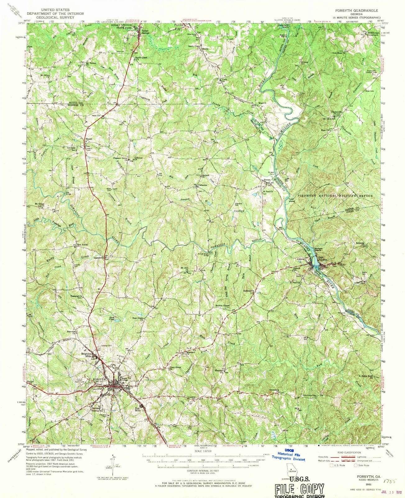 1951 Forsyth, GA - Georgia - USGS Topographic Map
