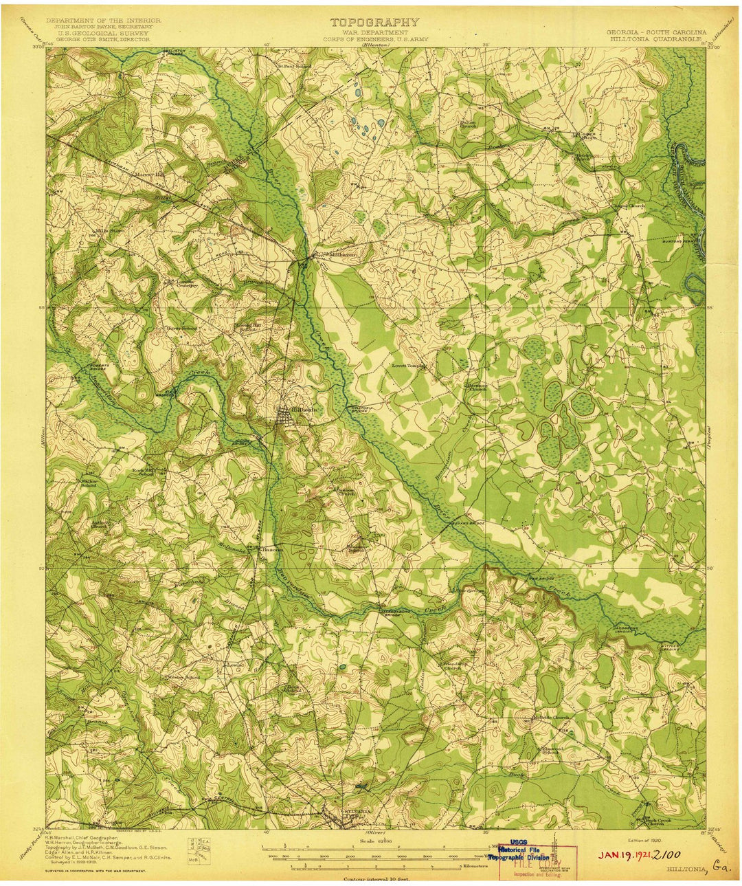 1920 Hilltonia, GA - Georgia - USGS Topographic Map