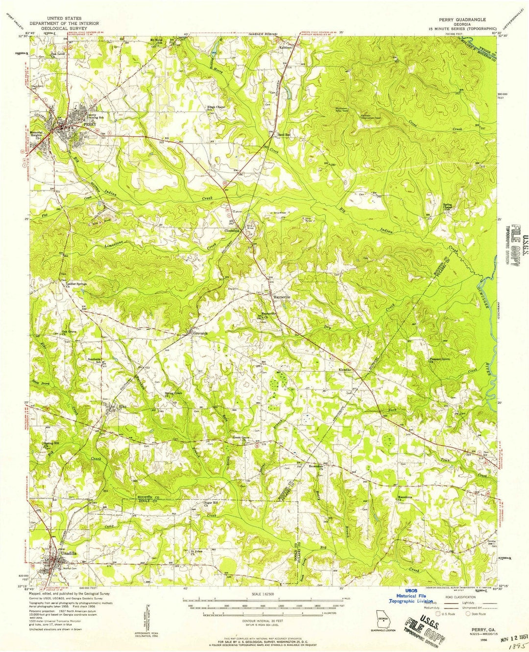 1956 Perry, GA - Georgia - USGS Topographic Map
