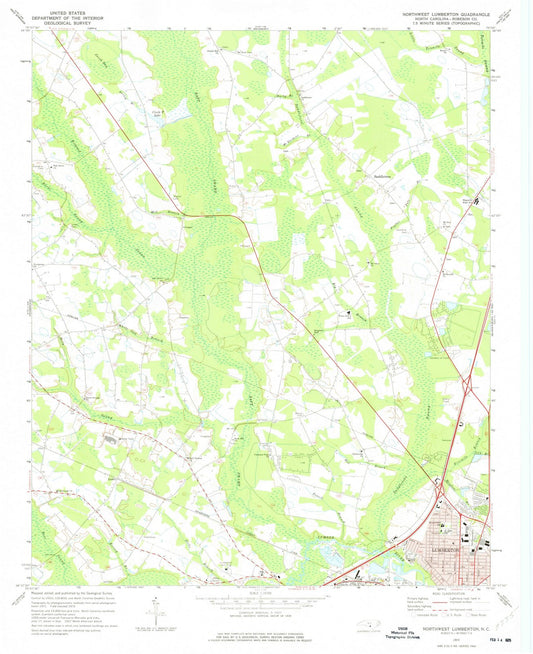 1972 Northwest Lumberton, NC - North Carolina - USGS Topographic Map