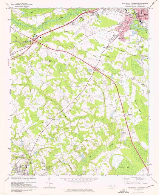 1972 Southwest Lumberton, NC - North Carolina - USGS Topographic Map