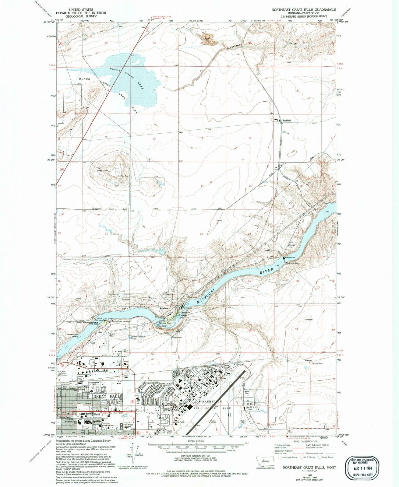 1965 Northeast Great Falls, MT - Montana - USGS Topographic Map
