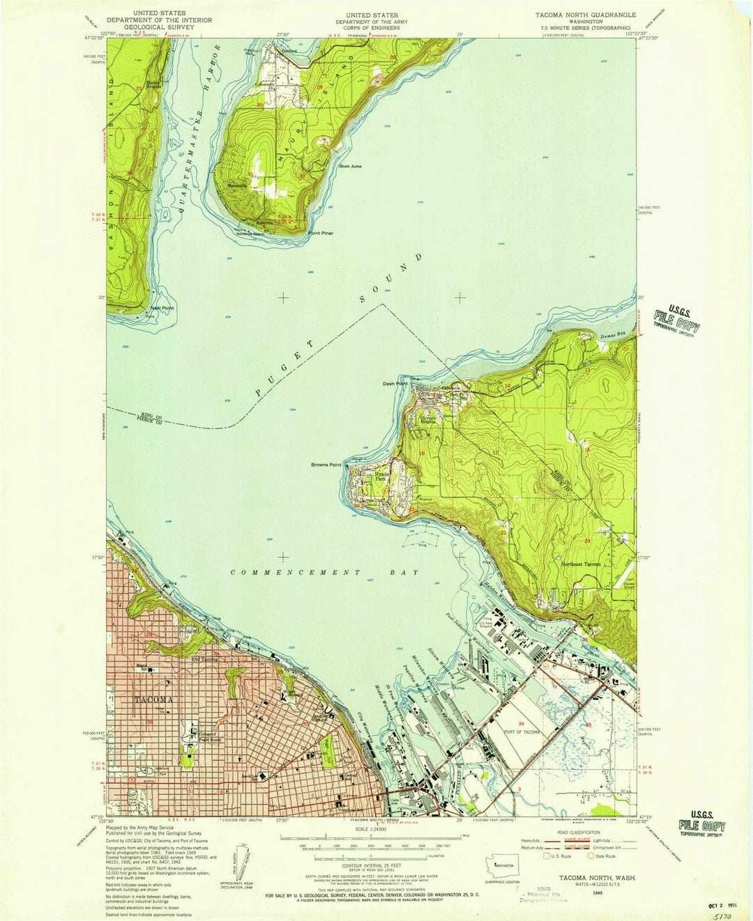 1949 Tacoma North, WA - Washington - USGS Topographic Map