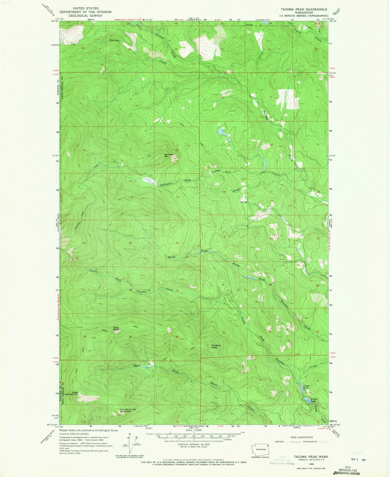 1968 Tacoma Peak, WA - Washington - USGS Topographic Map