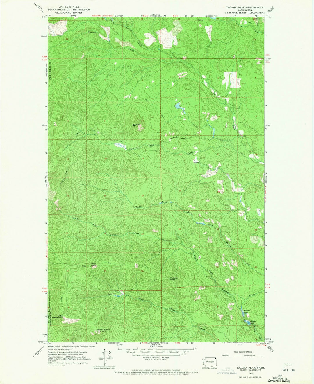 1968 Tacoma Peak, WA - Washington - USGS Topographic Map