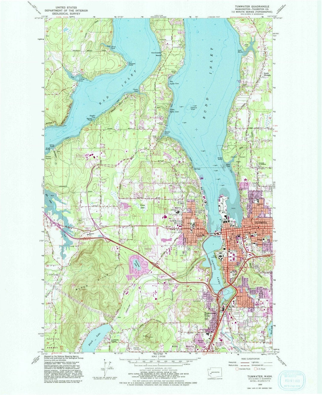 1959 Tumwater, WA - Washington - USGS Topographic Map