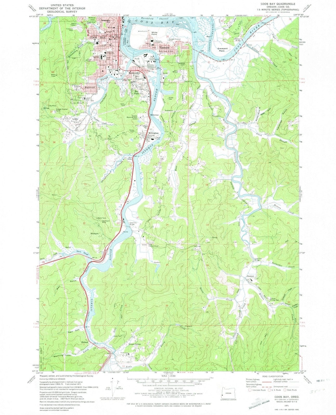 1971 Coos Bay, OR - Oregon - USGS Topographic Map