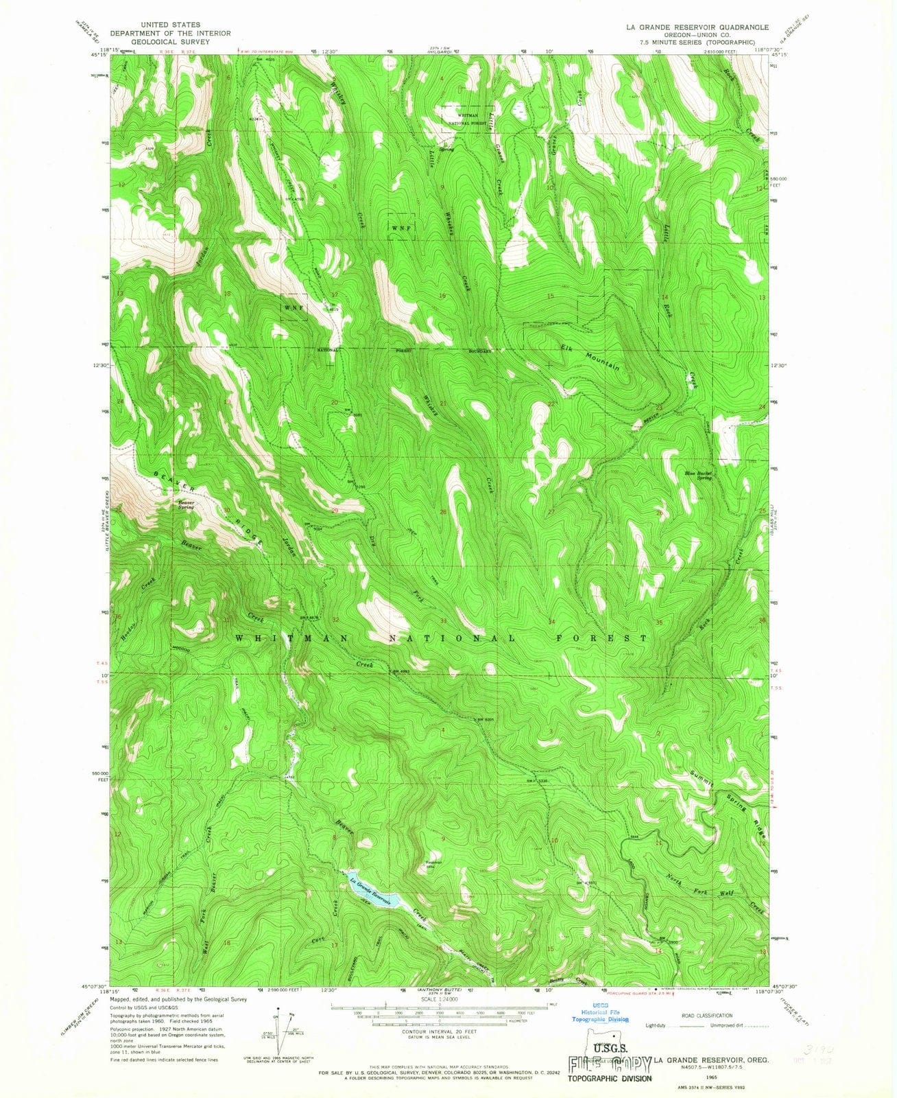 1965 La Grande, OR - Oregon - USGS Topographic Map