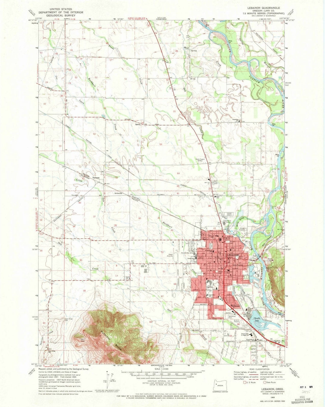 1969 Lebanon, OR - Oregon - USGS Topographic Map