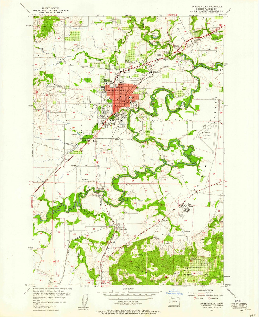 1957 Mc Minnville, OR - Oregon - USGS Topographic Map