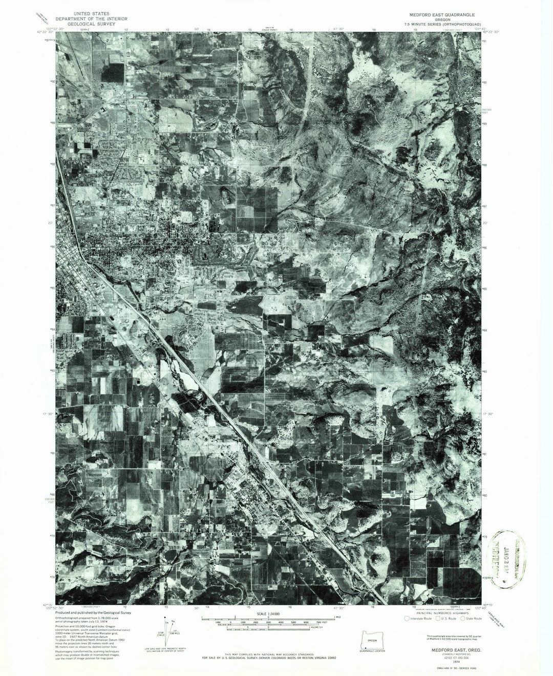 1974 Medford East, OR - Oregon - USGS Topographic Map