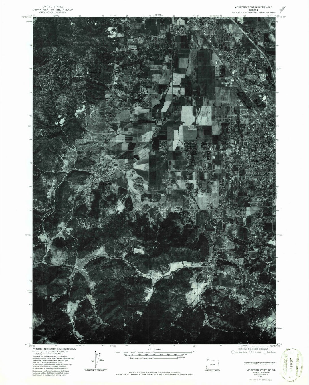 1974 Medford West, OR - Oregon - USGS Topographic Map